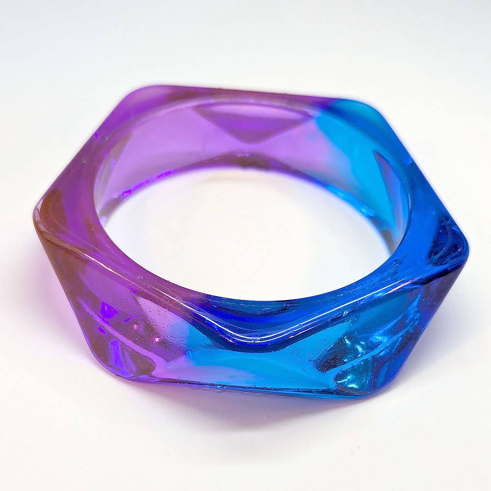 Chunky Polygon Two-Tone Slip-on Bangle Resin Bracelet