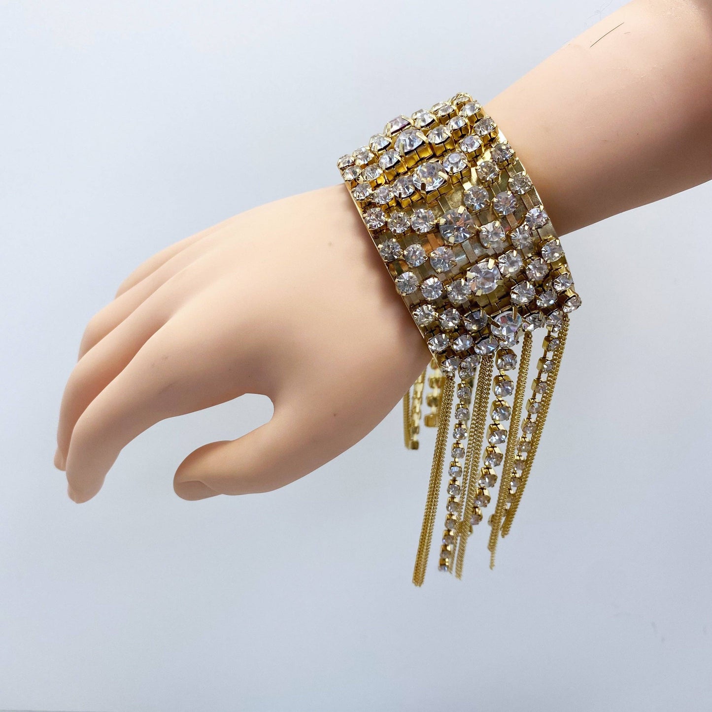 Cuff Rhinestone Bracelet with Tassel