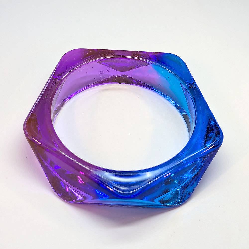 Chunky Polygon Two-Tone Slip-on Bangle Resin Bracelet