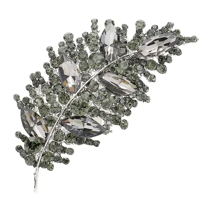 Leaf Rhinestone Brooch Pin