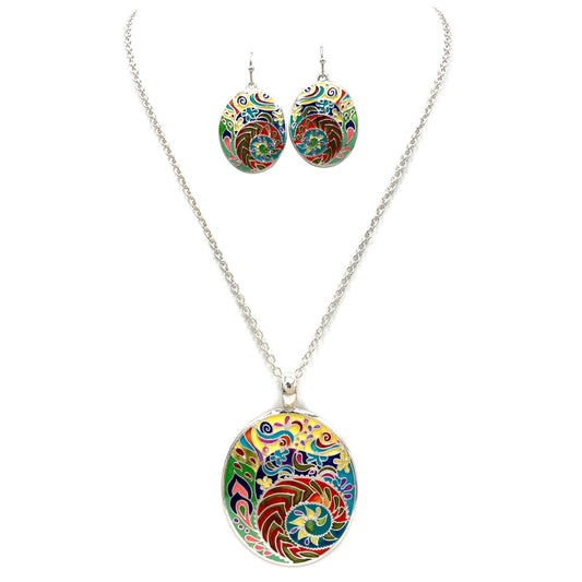 Geometric Rainbow Necklace Set